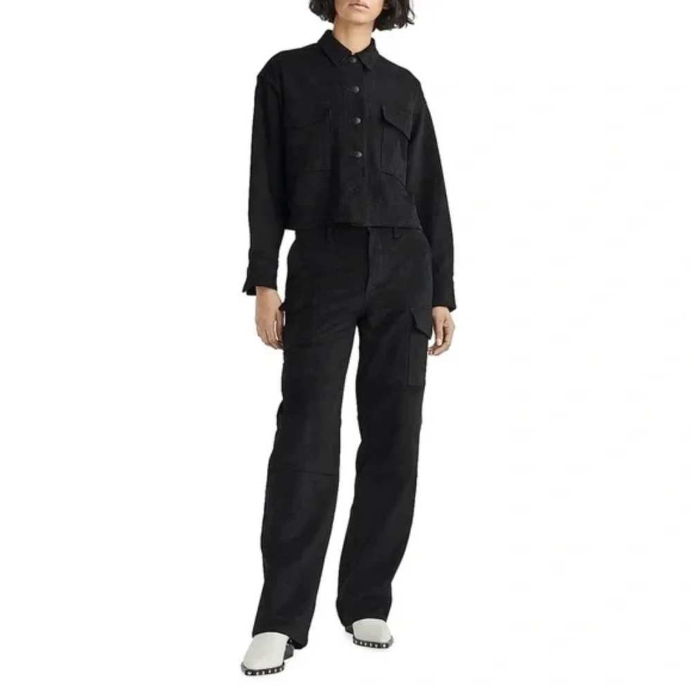Rag & Bone - Nora Faux Suede Cargo Pants - Black Size 29